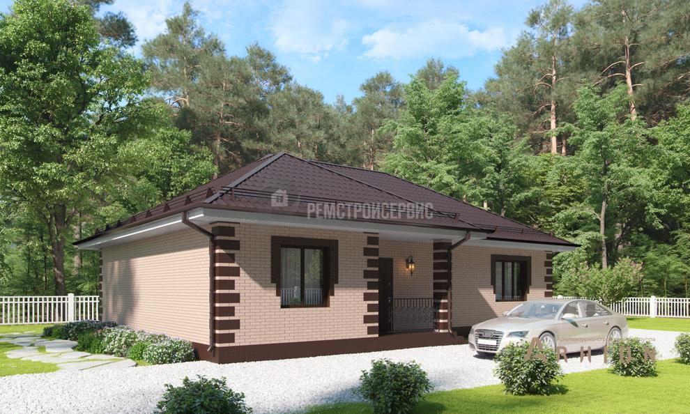 3. Проект одноэтажного дома в современном стиле с четырехскатной, t-96-01, площадью - 109 кв